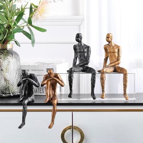 Classic wrought iron abstract people desktop sculpture decoration Creative thinking life home offce art ornaments