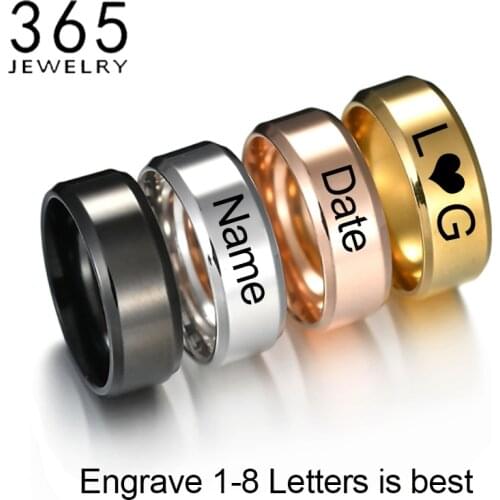 Personalized Stainless Steel Engrave Titanium Ring Customized Name Date Texts Signature Handwriting Men Women Unisex Ring Gift