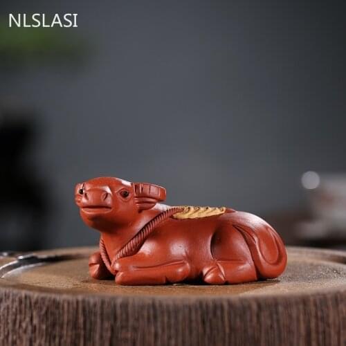 Creativity Purple Clay Tea Pet Cattle Model Ornament Home Desktop Wine cabinet Decor Decoration Tea table Accessories Crafts