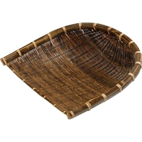 High-End Handmade Bamboo Dustpan Fruit Tray Storage Basket Bamboo Sieve Basket Household Tray Pots funnel