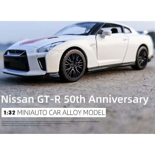 Hottoys Diecast Model Car 1:32 Alloy Miniature Nissan GT-R JDM Metal Vehicle Pull Back Collected Christmas Gifts for Children