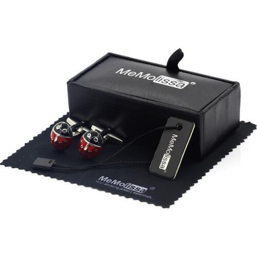 MeMolissa Display Box Cufflinks Classic Ladybug Cufflinks Red Black Insect Design Cufflinks Gift for Men Free Tag & Wipe Cloth