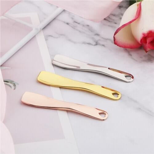 1pcs Metal Zinc Mini Cosmetic Spatula Curved Scoop Gold Silver Makeup Mask Cream Spoon Eye Cream Stick Face Body Makeup Tools