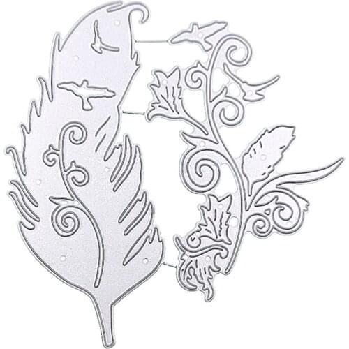 Feather Metal Cutting Dies Stencil DIY Scrapbooking Album Paper Card Template Mold Embossing Decoration