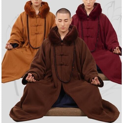 Monk Meditation cloak winter warm zen buddhism lay cape buddhist uniforms robe shaolin monks clothing coat suits