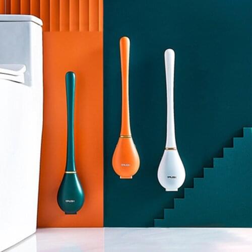 Silicone Water Drop Toilet Brush And Holder Set Automatic Opening And Closing Creative Wall-Mounted Toilet Brush For Bathroom