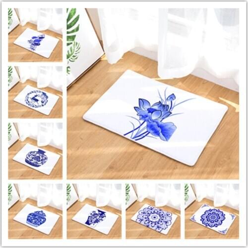 The green flower print new home decoration carpet has no sliding kitchen carpet for home living room floor mat 40x60