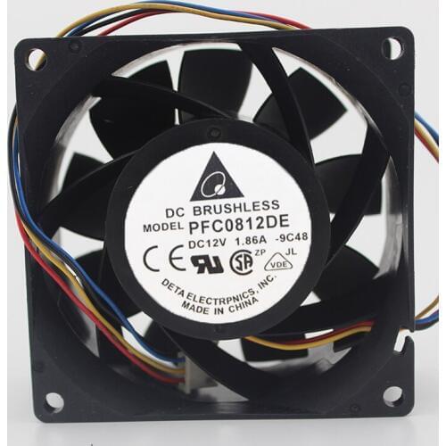 Original 8038 8CM server fan four-wire PWM control speed 1.86A large air volume PFC0812DE