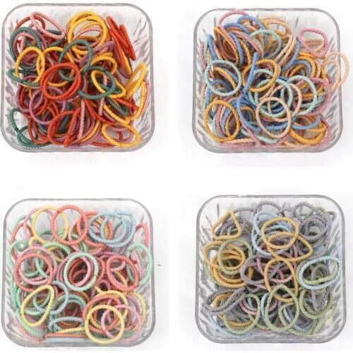 Xugar 100pcs/lot Candy Colors Elastic Hair Rope For Baby Girls Spandex Rubber Hair Ropes DIY Craft Headwear Hair Accessories