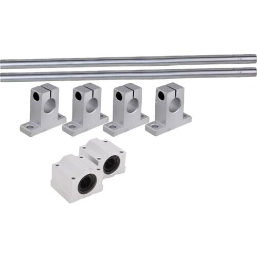 Silver 12MM Dia Cylinder Linear Shaft Optical Axis L300mm&CNC Ball Slide Units Linear Rail Support with Linear Bearing Set of 8