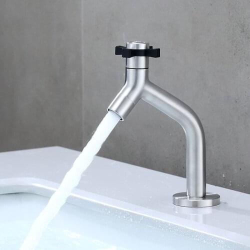 Bathroom Basin Faucets 304 Stainless Steel Outdoor Garden Mop Pool Tap Single Cold Bathroom Sink Washbasin Faucets