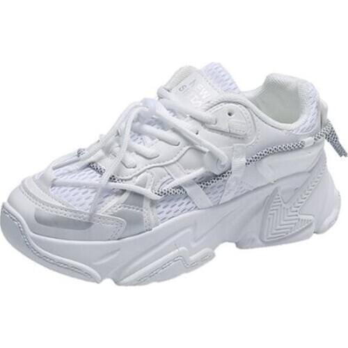 New ladies sneakers, fashion flying woven, lightweight, breathable, comfortable, thick-soled couple large size casual shoes