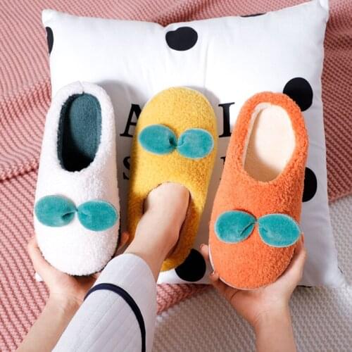 Woman winter Fashion House Warm skitty plush slide slipper No-Slip on Flats Female Shoes cozy home furry slippers