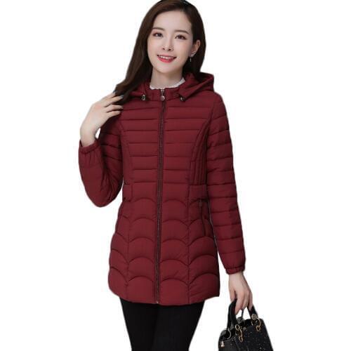 New Women Winter Hooded Warm Coat Slim Plus Size 5XL 6XL Cotton Padded Basic Jacket Female Medium-long Outerwear Female Tops 845