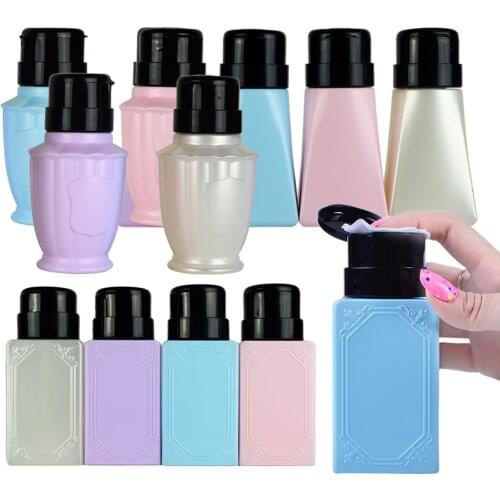 1PC 200ml Empty Pump Cleaner Bottle Dispenser Alcohol Press Lotion Nail Polish Remover Make Up Refillable Container Tools LA178