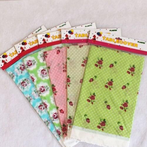 1PC 108*180cm Disposable Flower Tablecloth Party Tableware Birthday Wedding Decor