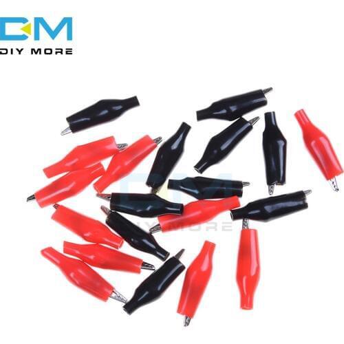 10Pairs (=20pcs/lot) Black Red Soft Plastic Coated Testing Probe Aligator Clips Crocodile P2001