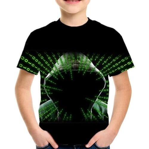 2020 Summer Kids Computer CPU Core Heart T shirt Boys Girls GEEK Nerd Freak Hacker PC Gamer 3d Print T-shirt Children Tshirts