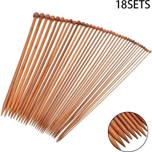 36Pcs 25/36CM Carbonized Bamboo Kniting Needle Single Pointed Smooth Sweater Craft DIY Knitting Needles Tool