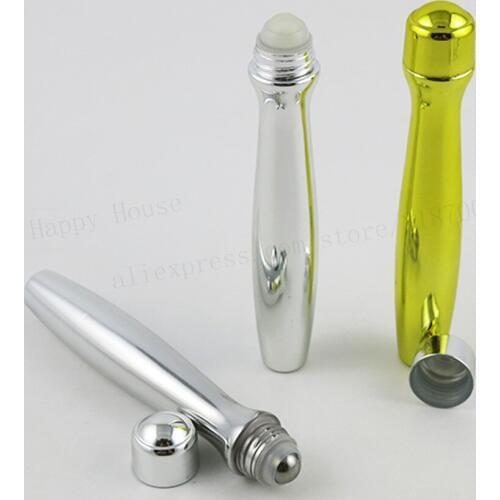 360 x 15ml Sliver Gold UV Plasted Eye Cream Roll on Bottle With Steel Bead Glass Ball Cosmetic Eye Essence Packing Roller Bottle