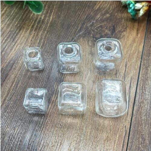 5pcs 10/13/15mm cube square Glass Bubble one hole jewelry finding hollow glass bottle cover glass globe for earring ring pendant