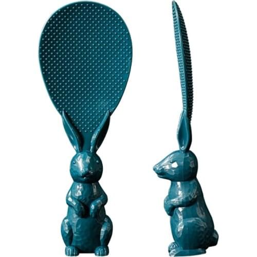 594C Creative Kitchen Non-Stick Rice Paddle Spoon Lovely Standing Rabbit Bunny Shape Handle Shovel Plastic Dining Service Scoop