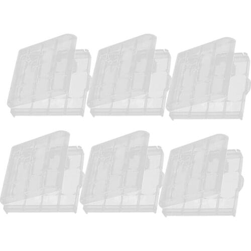 6Pcs New Hard Plastic full Case Cover Holder AA / AAA Battery Storage Box Container Bag Case Organizer Box Case