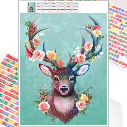 Diamond Embroidery Painting Mosaic Cartoon Deer Head Animal 5D DIY Full Square Round Cross Stitch Mural Home Decoration