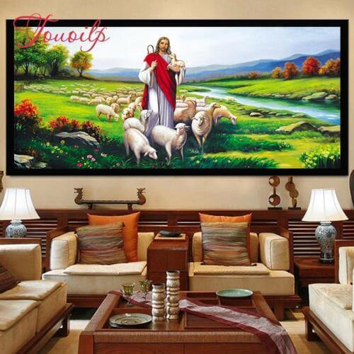 Jesus God loves the world shepherd Diamond Embroidery,square&Round Diamond Full rhinestone 5d Diamond painting cross stitch