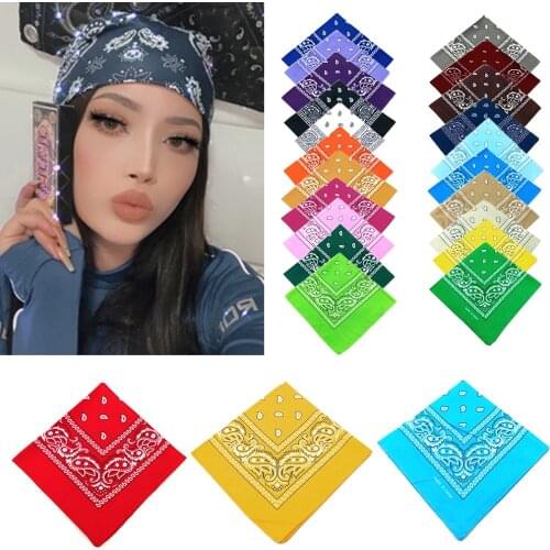 Fashion Unisex Bandana Scarf Hip Hop Hiking Headwear Wrist Wraps Magic Square Kerchief Cashew Print Hair Accessories 55x55cm