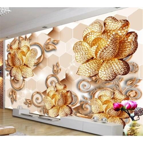 Beibehang Customized Wallpaper 3D Mural Photo Crystal Clear Jewelry Magnolia Flower 3D Background Wall Decoration Painting