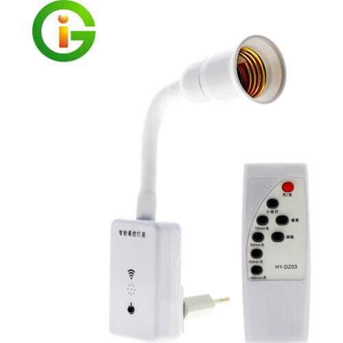 Wireless Remote Control Lamp Holder E27 Socket Dimmable With Timer Remote Control Switch 220V EU Plug For LED Bulb Night Light