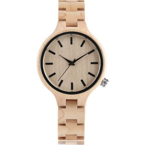 Stylish Watches Women Clock Wooden Chain Strap Pretty Luxury Maple Bangle Japanese Movement Watch Retro Reloj Hombre Relogio