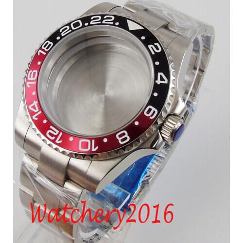40MM Accessories Parts Sapphire Glass Black Red aluminum Bezel Watch Case Fit NH35 NH36 Movement