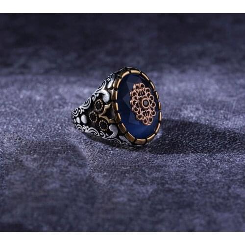 Zircon 925 Sterling Silver Engraved Special Craftmanship Traditional Handmade Turkish Signet Ring Jewelry Gift for Women Men