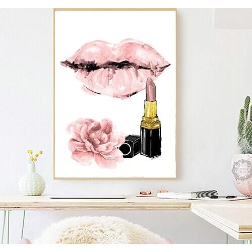 Flower perfume bottle lipstick fashion book diamond painting makeup diamond embroidery art picture modern girl woman room decora