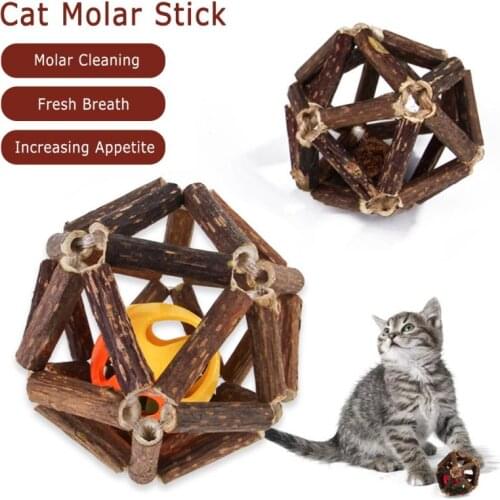 Wooden Cats Catnip Toys Natural Mint Ball Cat Snacks Cat Grass Ball Play Hairball Clean Teeth Spit Polygonum Ball Toy