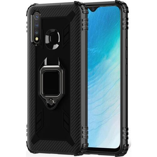 Dual-Layer Reinforced Phone Case with Rotating Magnetic Ring Holder Kickstand For Vivo Y19 Z5i U3 U20 Silicon Shockproof Cover