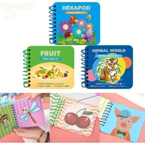 Animal Pattern Hexapod Painting Manual DIY Diamond Painting Kid Puzzle Toy Picture Book Diamond Embroidery Handicraft Kids Gift