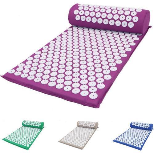 Yoga Mat Fitness Wellness Therapy Body Foot Acupressure Massage Mat Pillow Set Back Neck Massage Cushion Pin Pad Relax Muscles