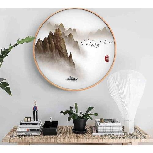 Round Wooden Picture Frames DIY Wall Hanging Photo Frame Holder No Glass Mounted Poster Frame Home Office Art Decoration Gift