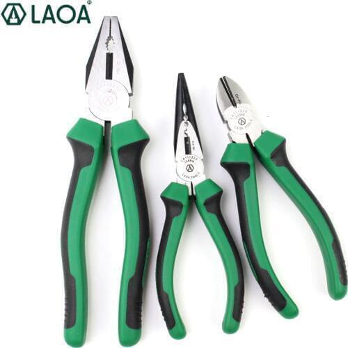 LAOA 3pcs Cr-Ni Wire Cutter Nippers Long Nose Pliers Multifunction Side Cutter
