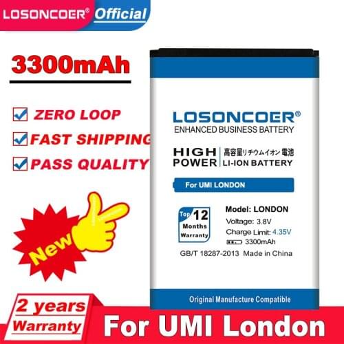 LOSONCOER 3300mAh LONDON For UMI LONDON Mobile Phone Battery Batterie Bateria Batteries+Tracking Number