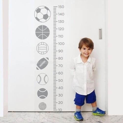 Ball Series Growth Chart Height Measure Kids Baby Nursery Bedroom Wall Sticker Decoration Home Decals Sports Diy Wallpaper LL952