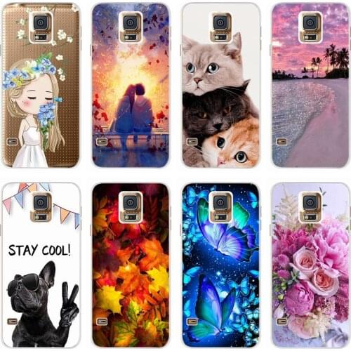 For Samsung Galaxy S5 Case SM-G900F G900I G900M Soft Silicone Phone Cases For Samsung S5 S 5 GalaxyS5 Back Cover Flowers Housing