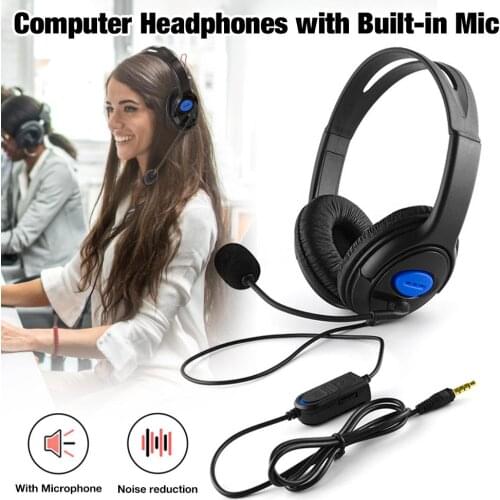 NBDRJ8 Wired Headphones With Microphone For PC/PS5/Xbox Gaming Headset Gamer 3.5mm On-Ear Call Centre/Traffic/Computer Headset