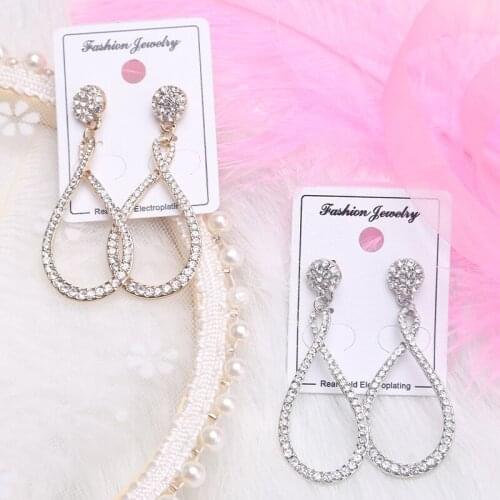 New Years Earrings For Women 2021 Trend Piercing Stainless Steel Earrings Long Hanging Crystal Large Zircon Pendants Jewelry