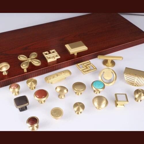 New Chinese copper-gold hook brass handle Nordic American modern minimalist single-hole cabinet accessories