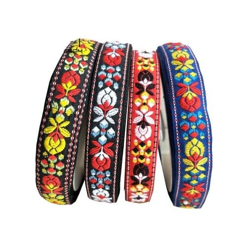 NEW Wide 33MM 11yard/lot Single Face Polyester Woven Jacquard Ribbon Golden geometric totem for curtain and clothing accessory