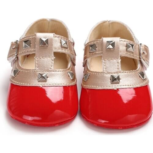 0-18M Newborn Baby Girls Bow Princess Shoes Soft Sole Crib Leather Solid Buckle Strap Flat With Heel Baby Shoes 4 Colors